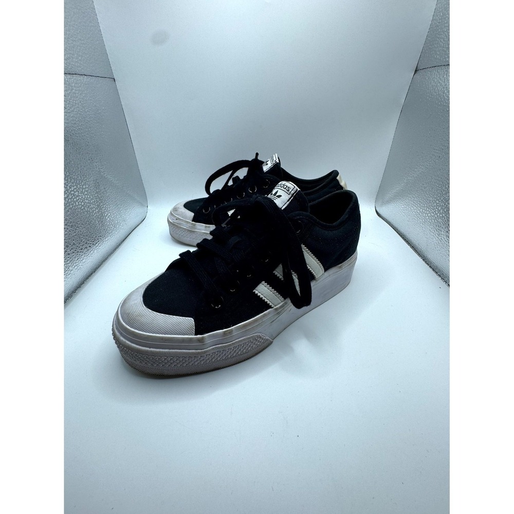 Adidas Nizza Platform Women 5.5 Sneaker Core Black Cloud White Low Top Shoes
